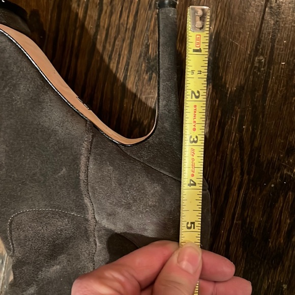 BCBG MAXAZRIA Very Sexy SUEDE LEATHER OTK STILETTO 1” PLATFORM GRAY BOOT - Picture 11 of 16